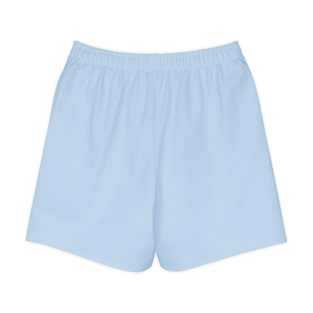 Achterkant van DRAVYN cotton long shorts lichtblauw