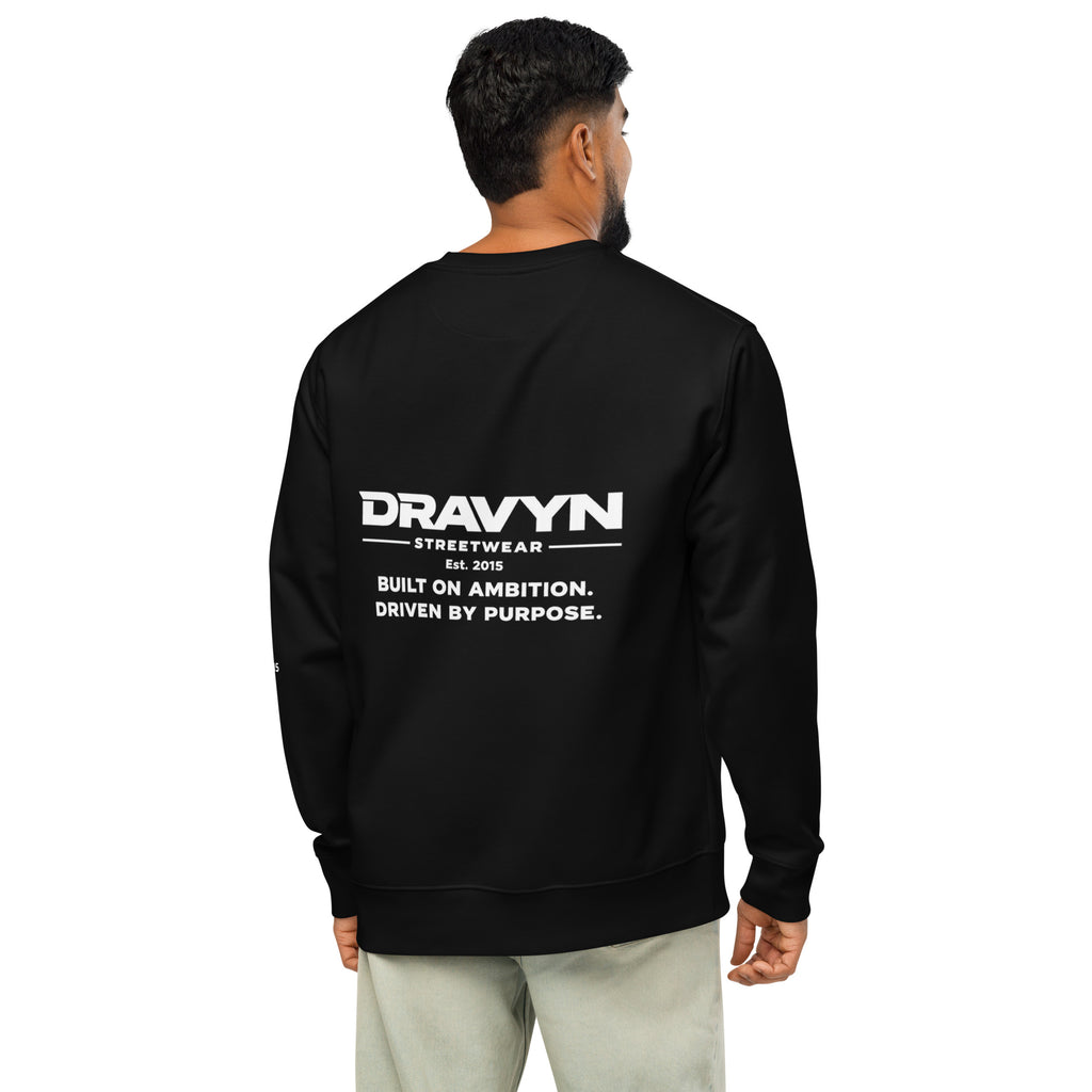 Achterkant van DRAVYN relaxed fit sweater zwart streetwear