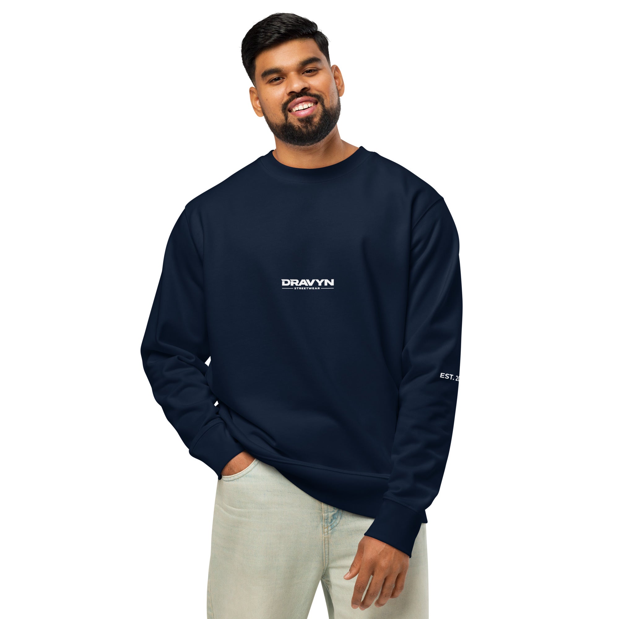 DRAVYN relaxed fit sweater navy oversized streetwear