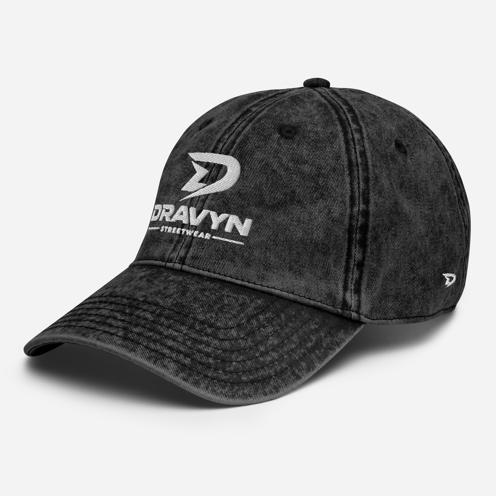DRAVYN zwarte vintage baseball cap washed cotton streetwear